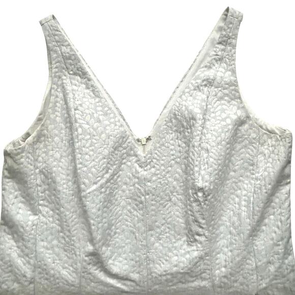 LAUREN RALPH LAUREN Brocade Floral Lt Blue Silver Pleated Sleeveless Dress-Sz 16 - Picture 3 of 6